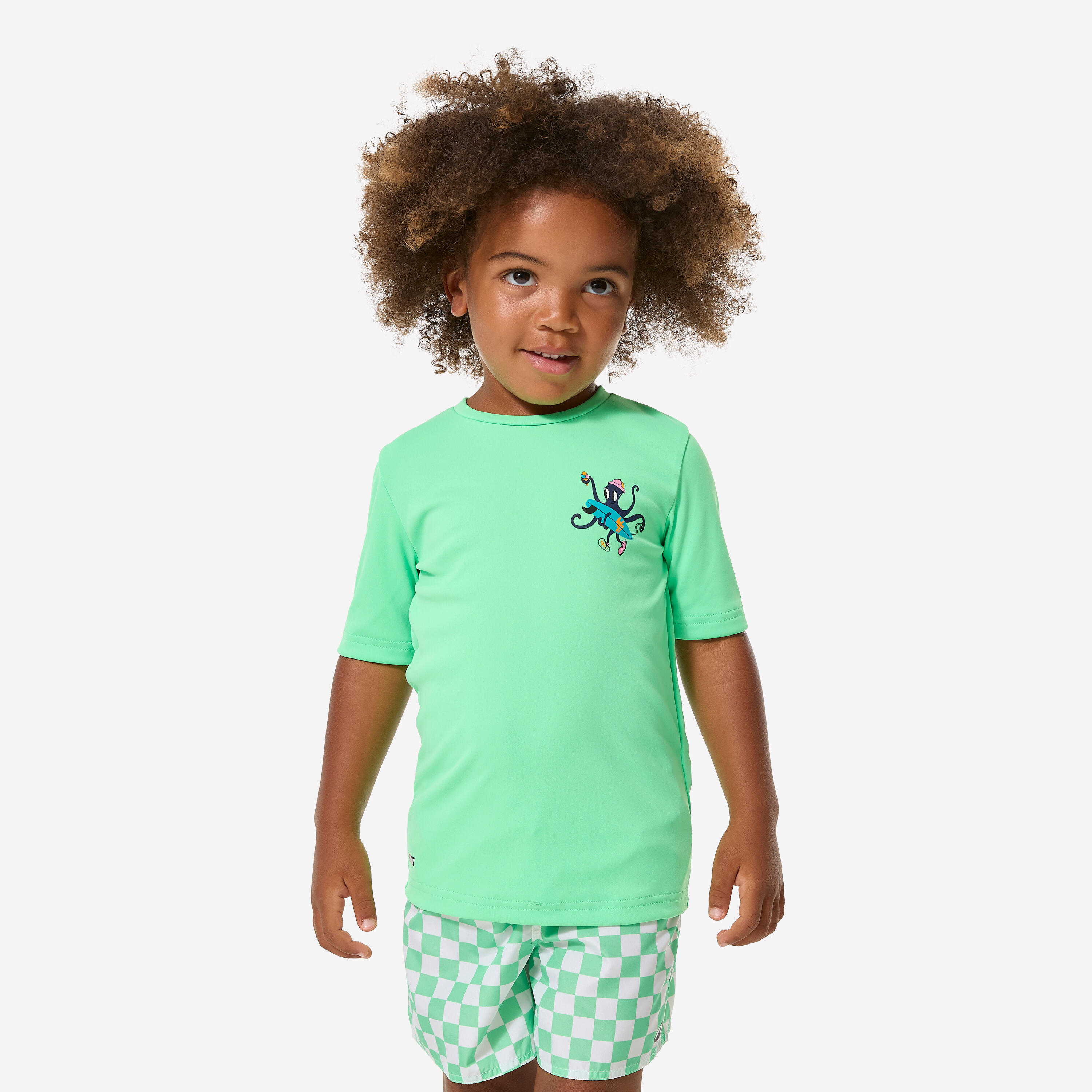 Kids’ Short-Sleeved Surfing Rash Guard, 100 - DECATHLON
