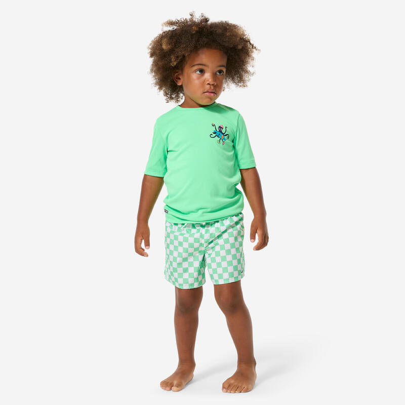 Tricou anti-UV surf 100 UPF50+, UV>95% Albastru deschis Copii