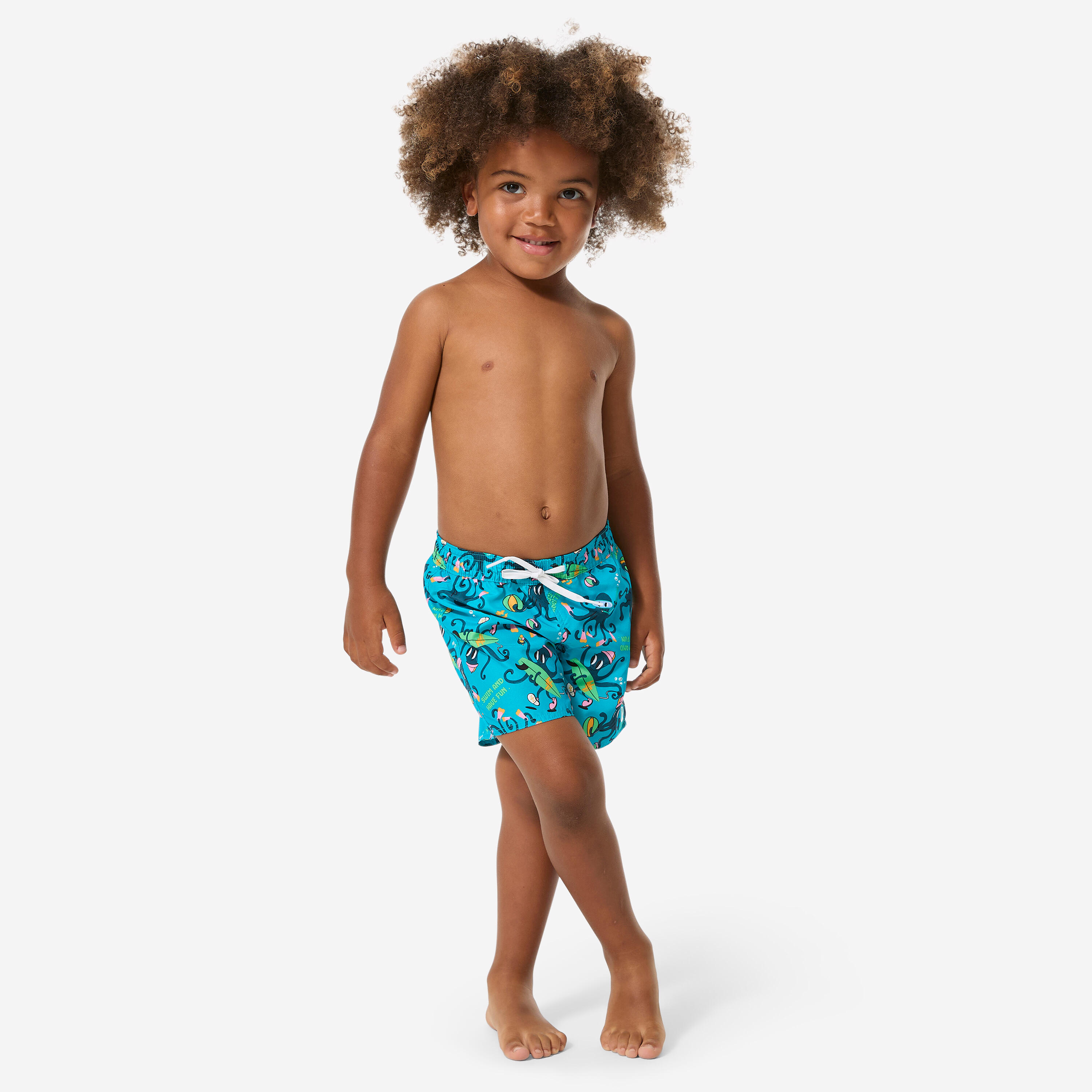 Short de bain surf enfant, 100 Fun turquoise 2/9