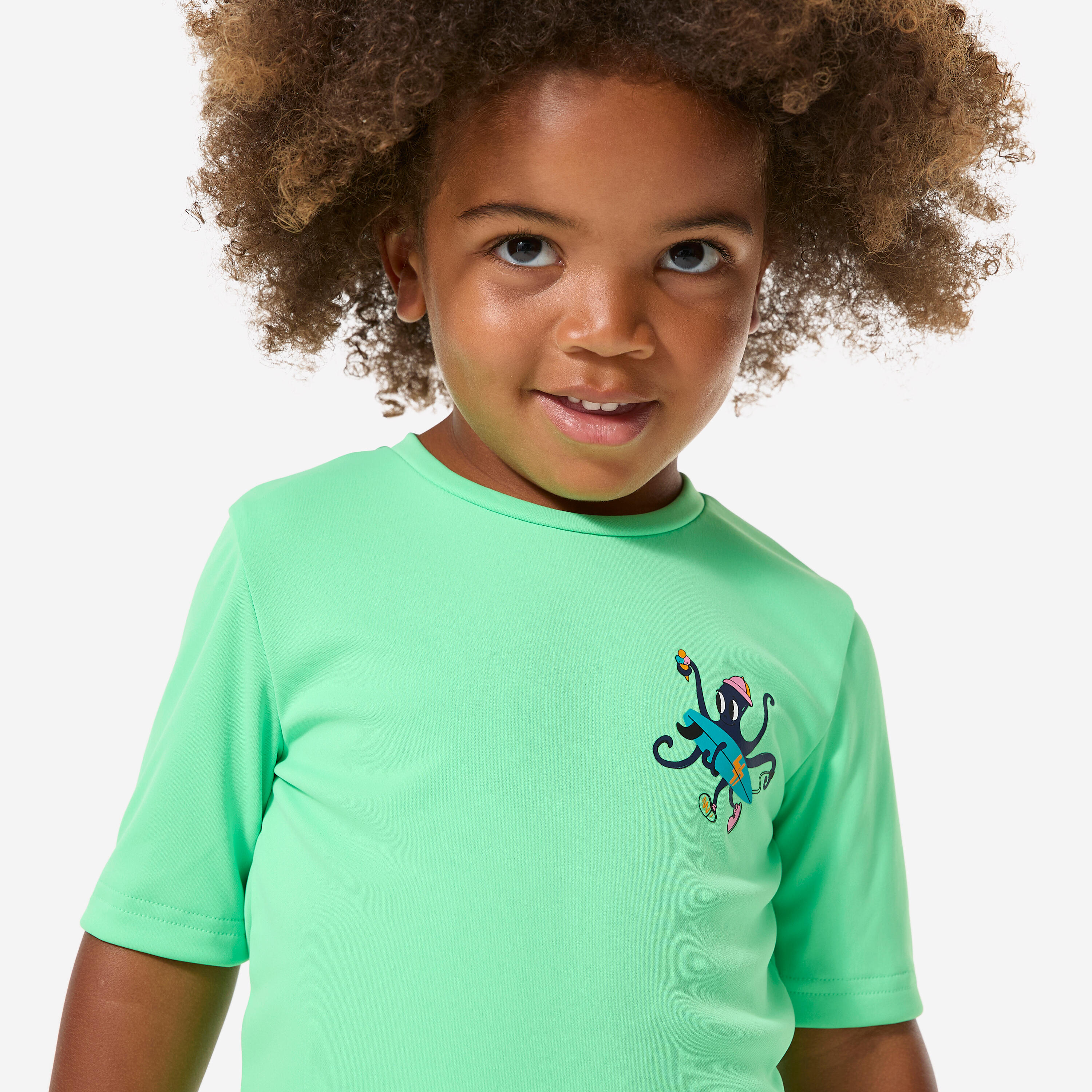 Kids’ Short-Sleeved Surfing Rash Guard, 100 - DECATHLON