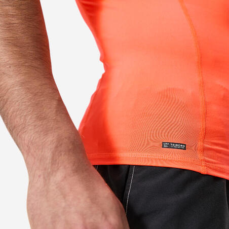 Футболка сонцезахисна чоловіча 100 для серфінгу помаранчева