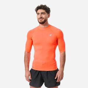Camiseta protección solar manga Corta Hombre 100 Naranja