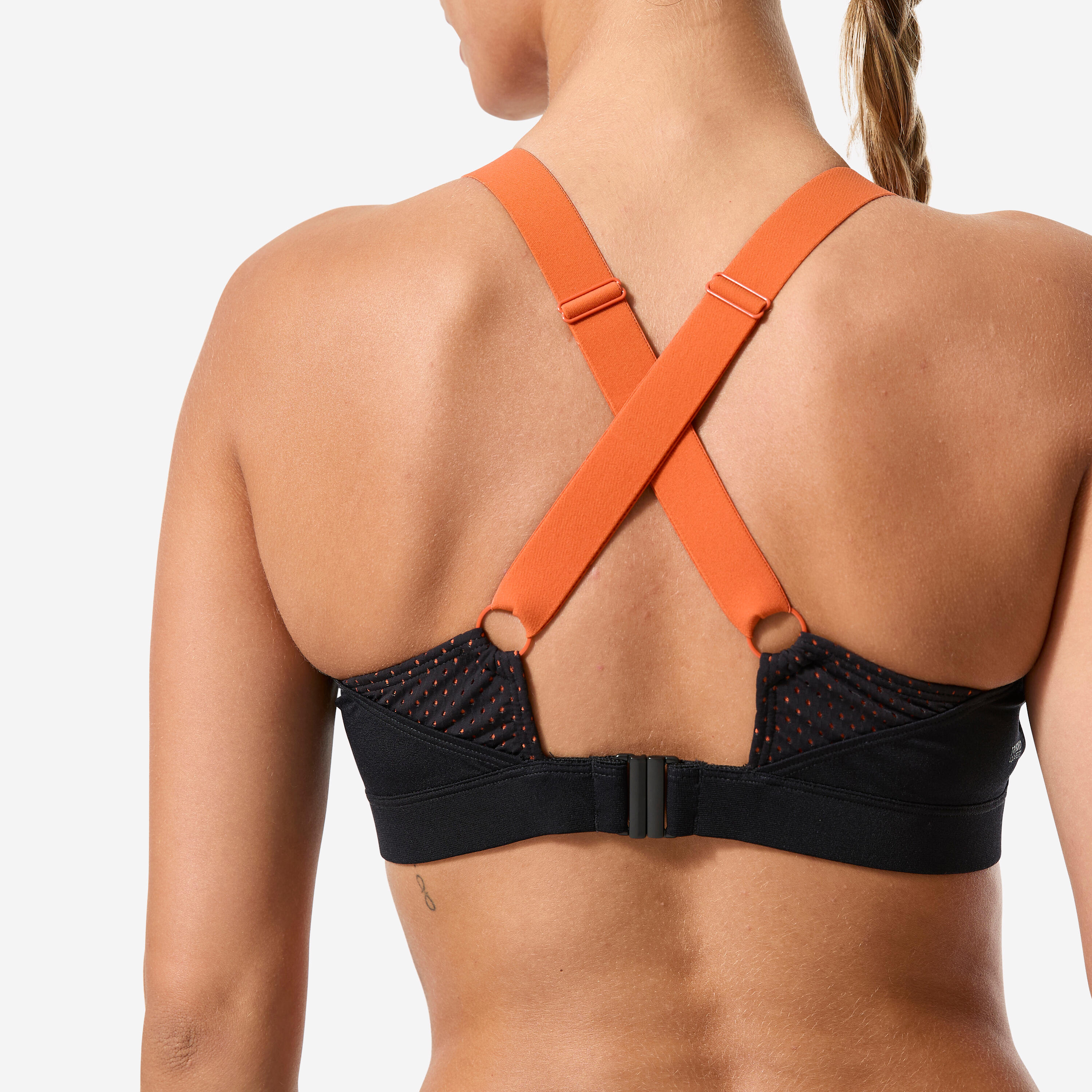 Damen-Bikini-Oberteil für Aquagymnastik Aquabike, Elea Schwarz/Terrakotta 6/11