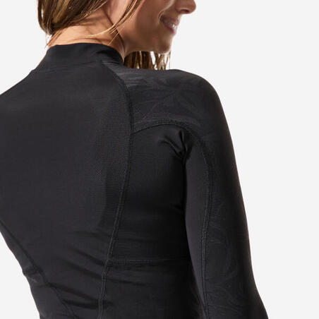 Футболка сонцезахисна жіноча 900 Lou для серфінгу з довгими рукавами чорна