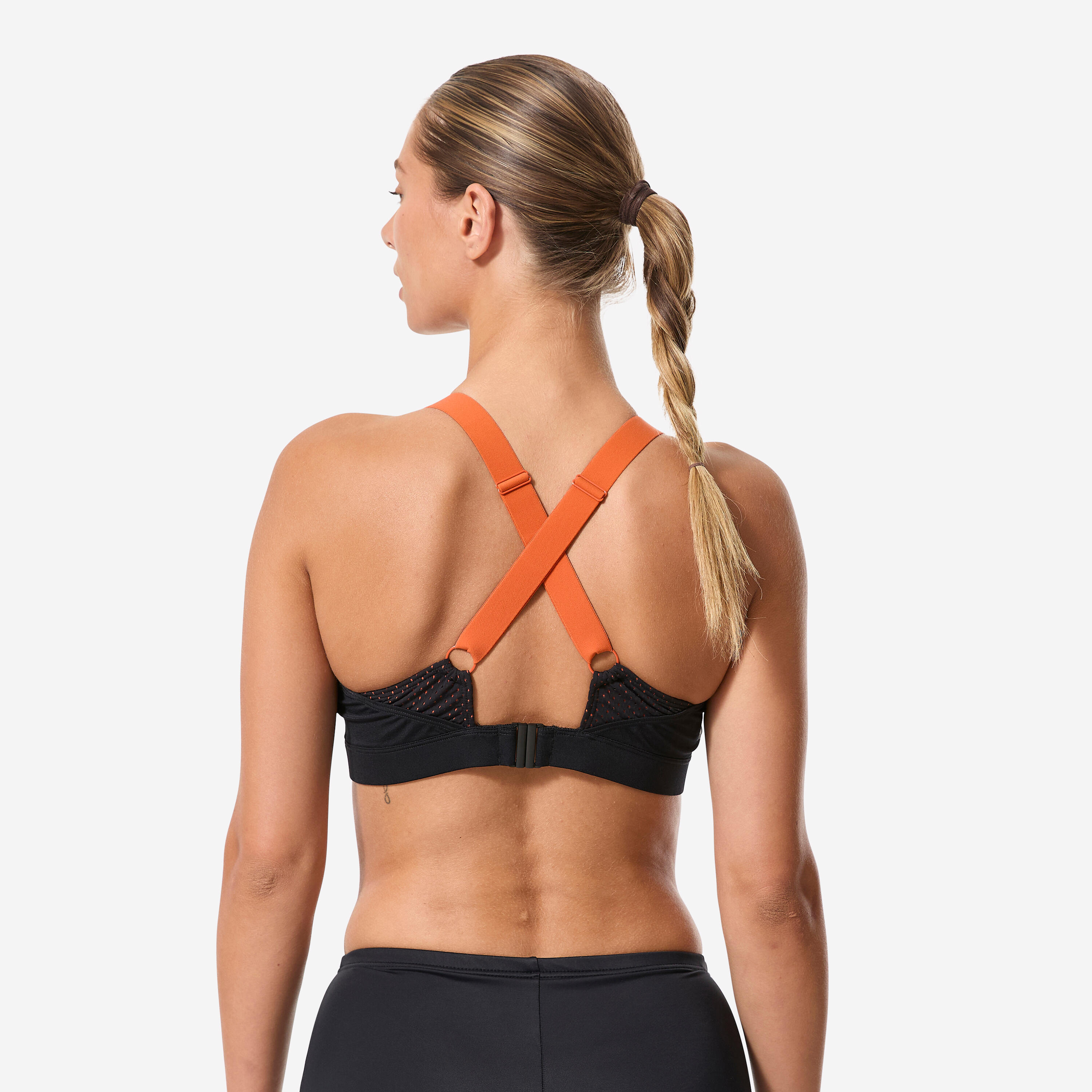 Damen-Bikini-Oberteil für Aquagymnastik Aquabike, Elea Schwarz/Terrakotta 4/11