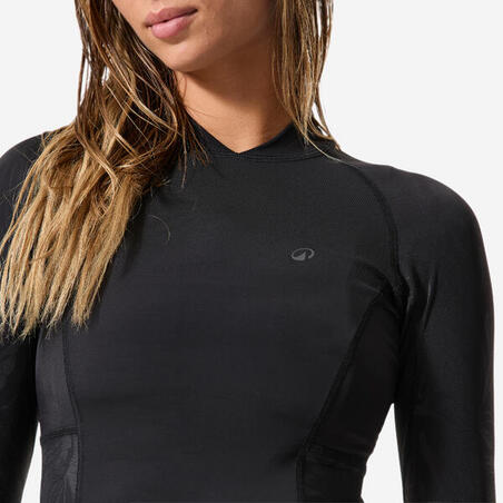 Футболка сонцезахисна жіноча 900 Lou для серфінгу з довгими рукавами чорна