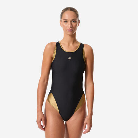 Купальник суцільний жіночий LAIA для плавання чорний/золотий
