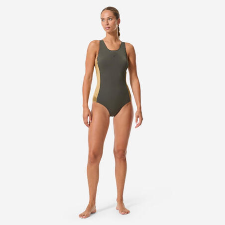 Купальник суцільний жіночий Kelly для плавання хакі/золотий