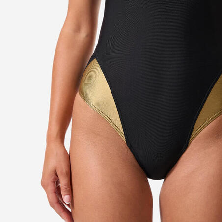 Купальник суцільний жіночий LAIA для плавання чорний/золотий