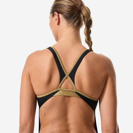 Купальник суцільний жіночий LAIA для плавання чорний/золотий