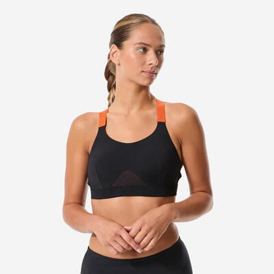 Bikinitop elea dames aquafitness/aquabiking zwart/terracotta