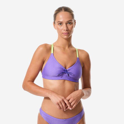 Haut de maillot brassière natation femme, Jana bleu