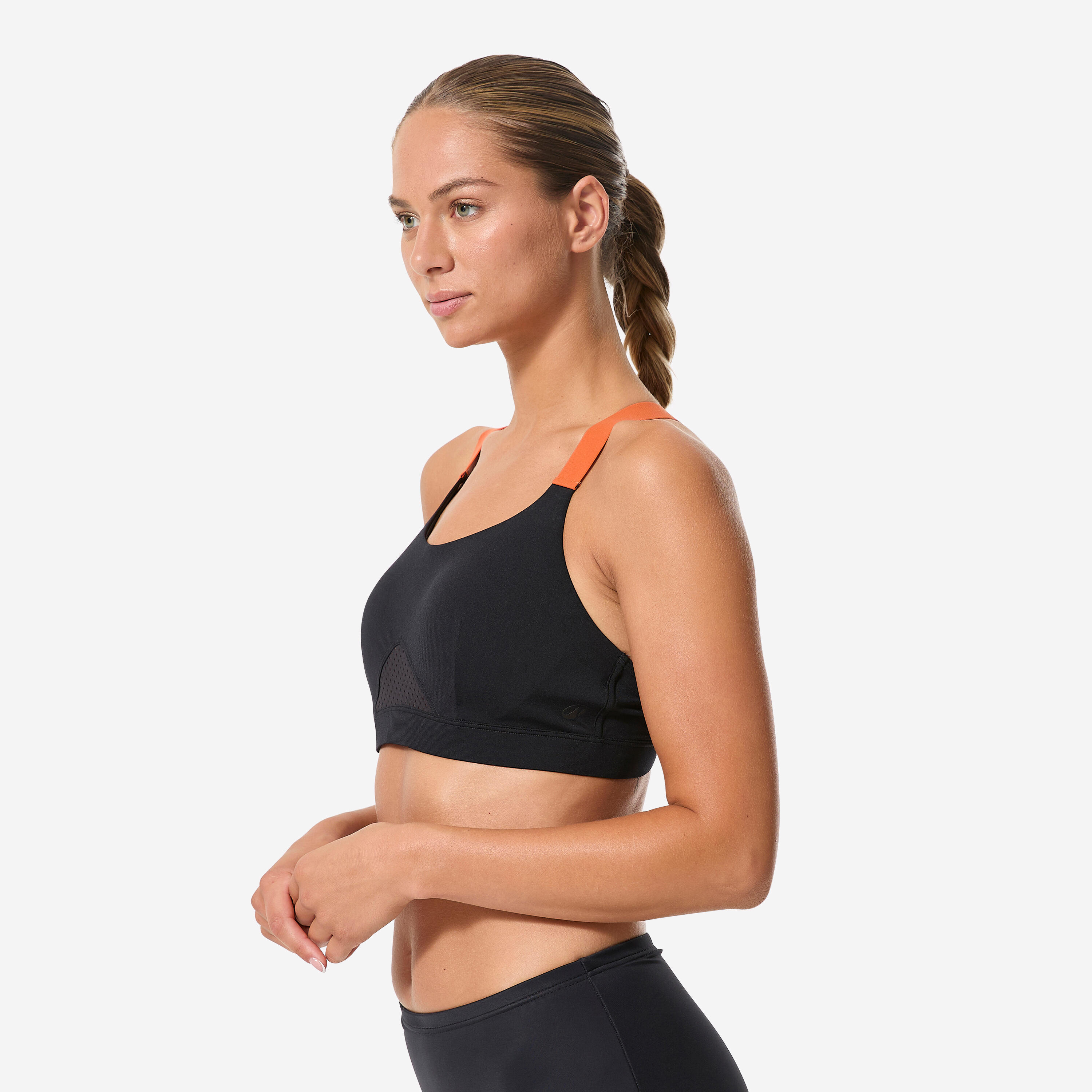 Damen-Bikini-Oberteil für Aquagymnastik Aquabike, Elea Schwarz/Terrakotta 5/11