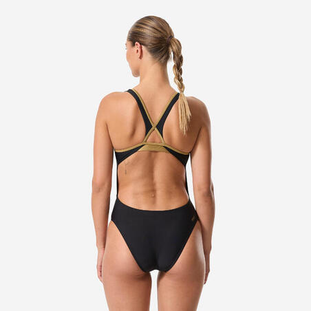 Купальник суцільний жіночий LAIA для плавання чорний/золотий