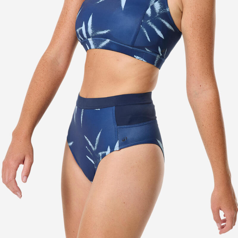 Kadın Yüksek Bel Bikini Altı - Mavi - Desenli - ROSA