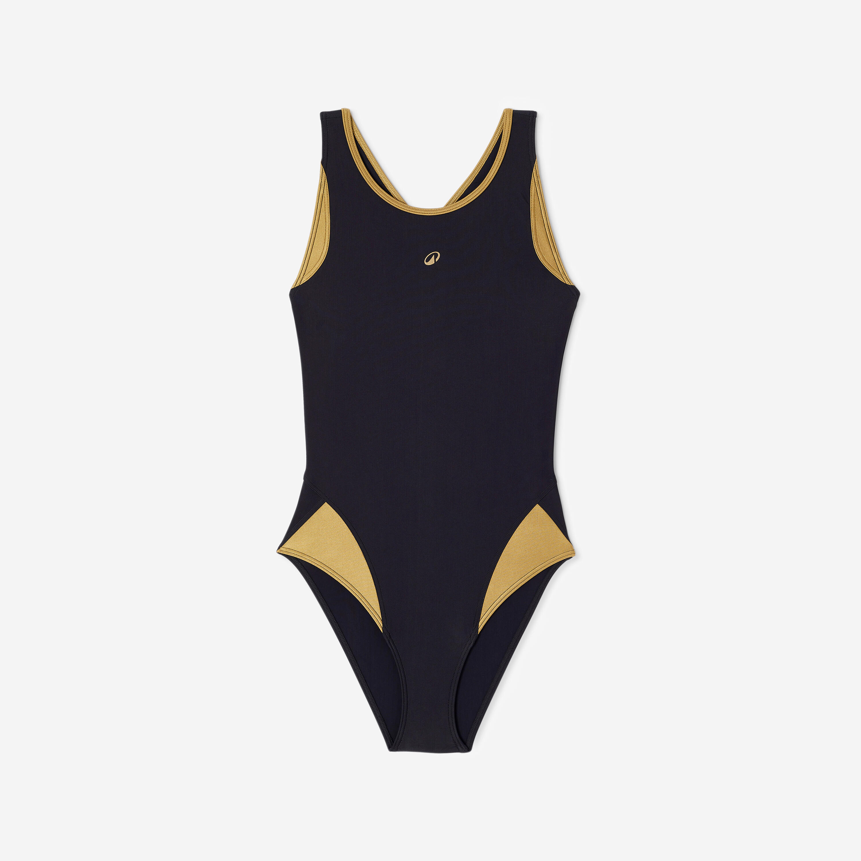 Maillot de bain 1 pièce natation femme, Laia noir or 9/13