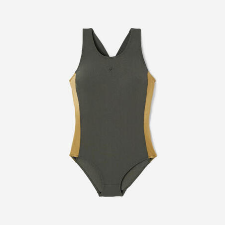 Купальник суцільний жіночий Kelly для плавання хакі/золотий