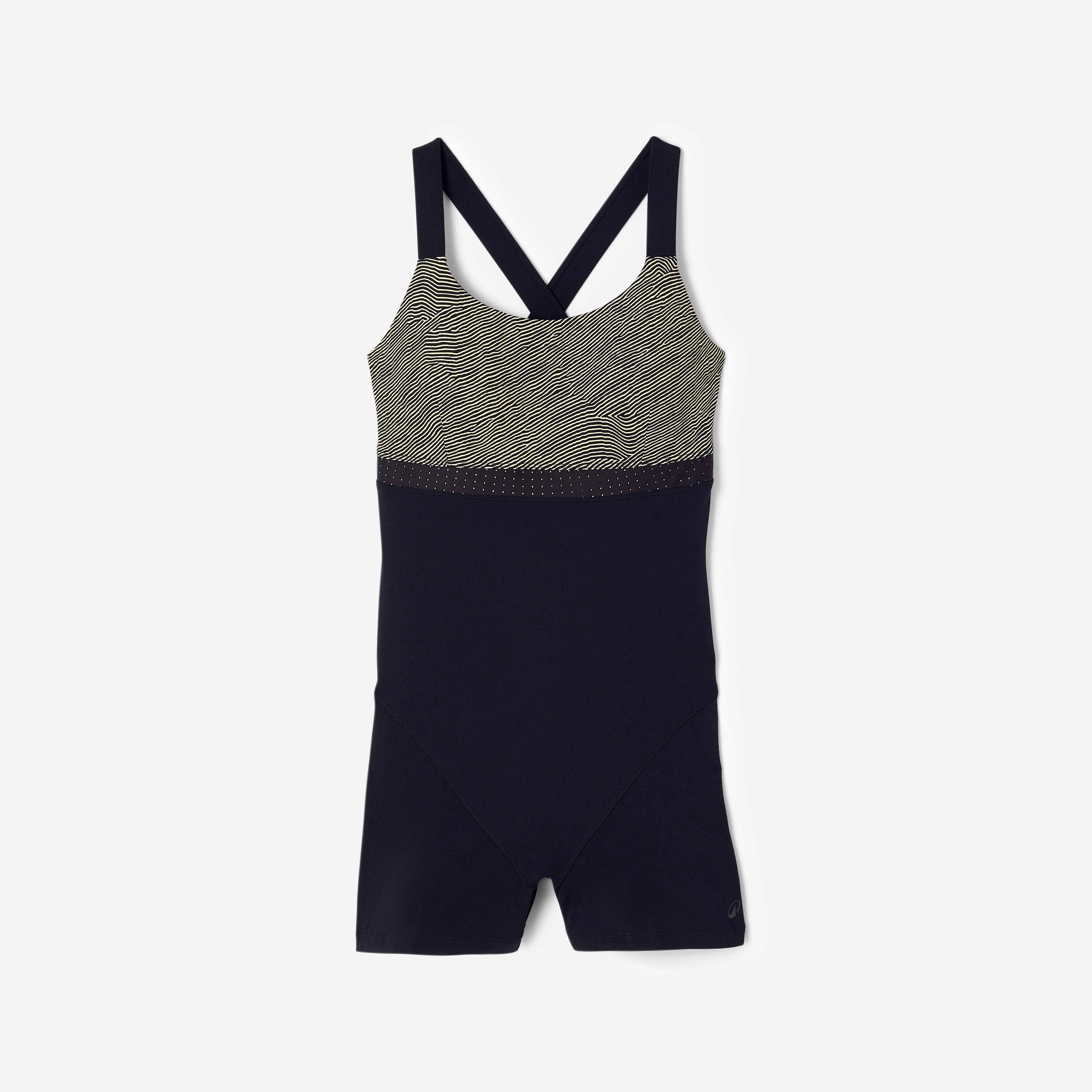 W 1P swimsuit aquafitness and aquabiking, shorty style, Elea Sono black beige -  3