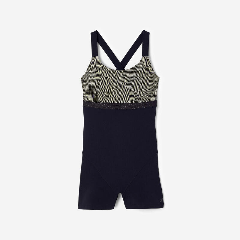 Costum de baie întreg Aquagym Aquabile Shorty Elea Sono Negru-Bej Damă
