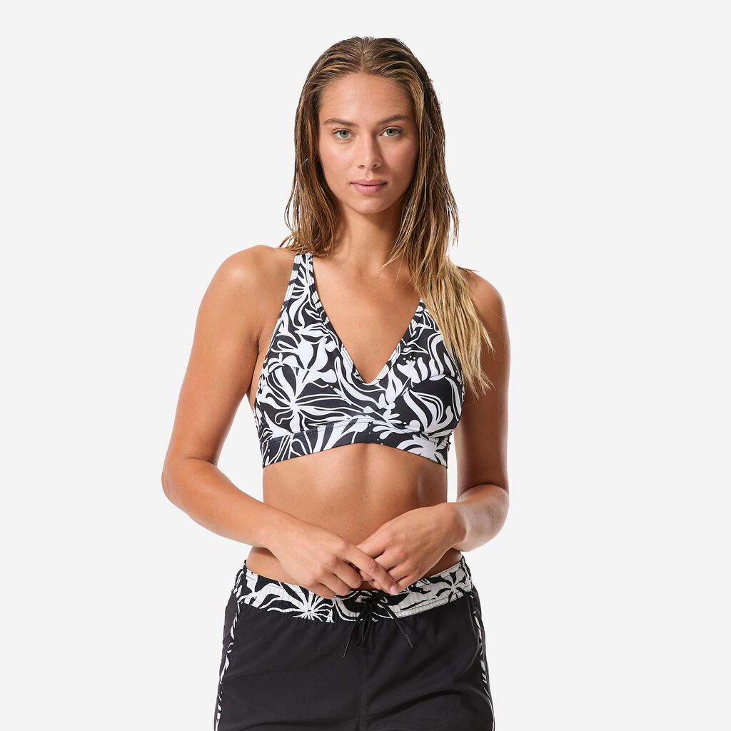 Women’s surfing bralette bikini top - Ana black and white