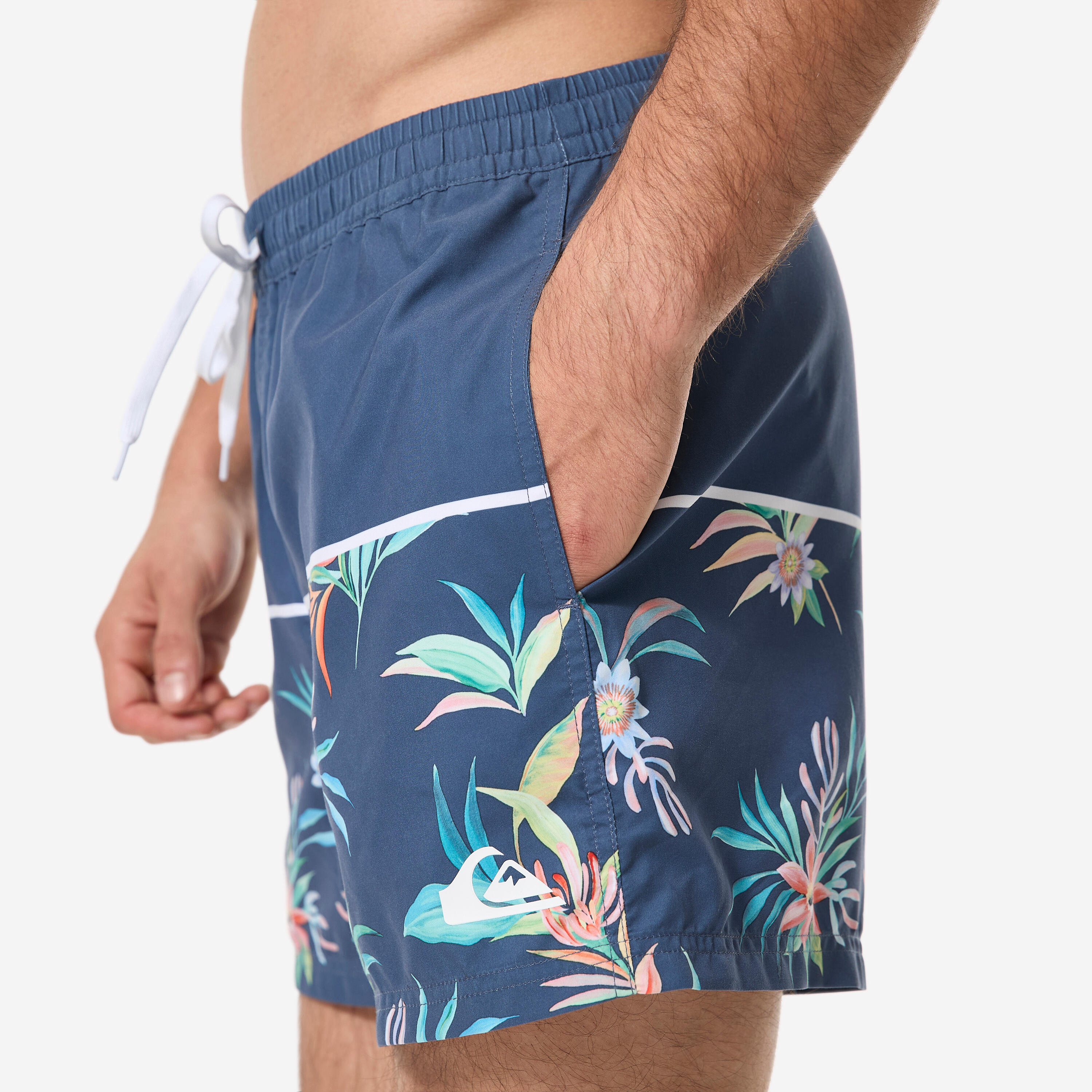Boardshort surf short de bain Quiksilver court 15' ceinture élastique, bleu 8/10