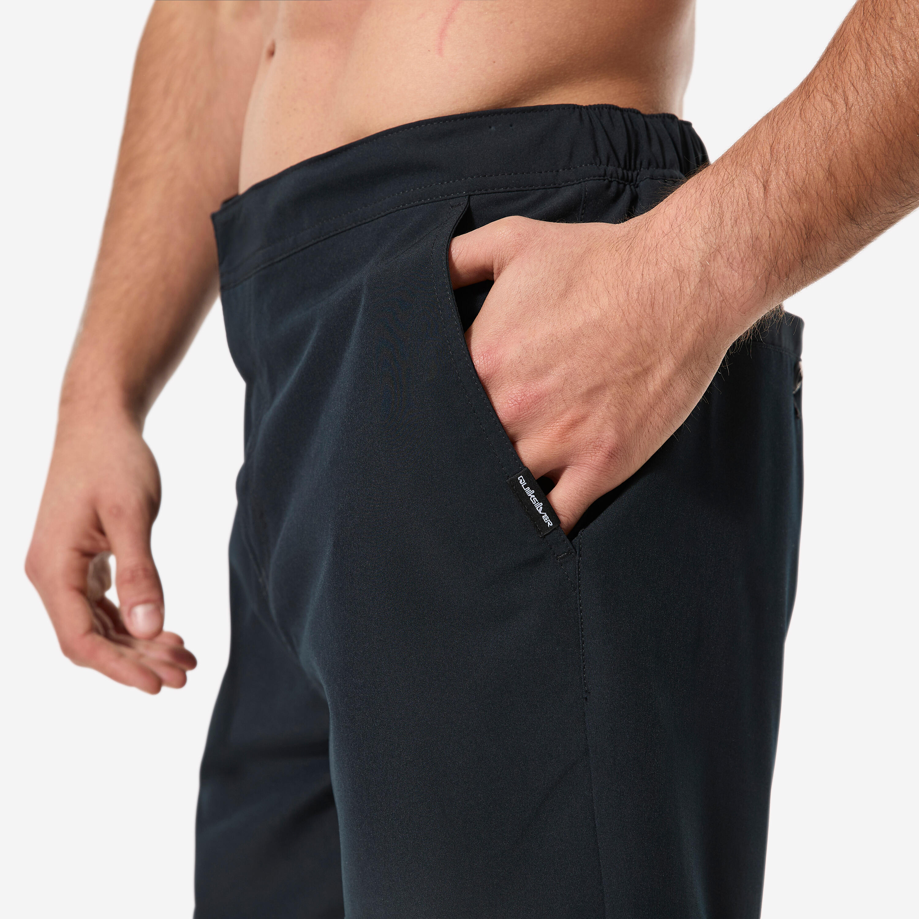 Boardshort surf Amphibian Quiksilver long 19' ceinture semi-élastique, noir 7/9