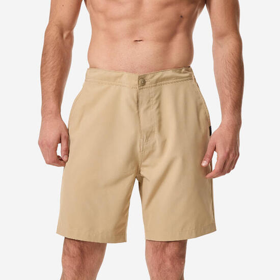 Boardshort surf Amphibian Quiksilver long 19' ceinture semi-élastique, beige