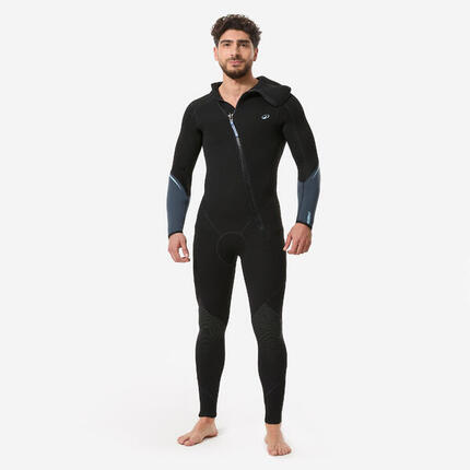 Combinaison de plongée 5mm à cagoule homme, SCD 500 Noir et bleu