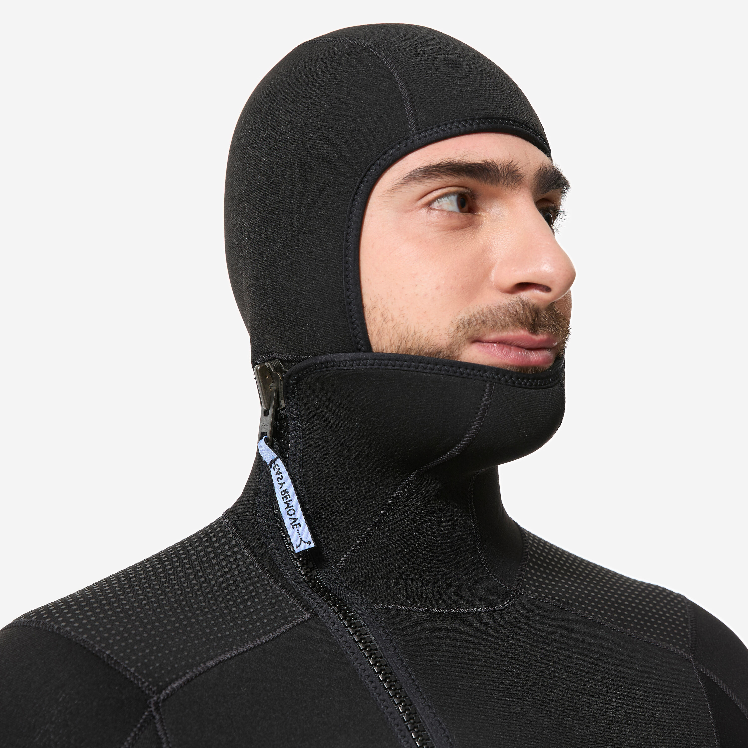 Men’s diving hooded wetsuit 5mm, SCD 500 Black and blue 5/9