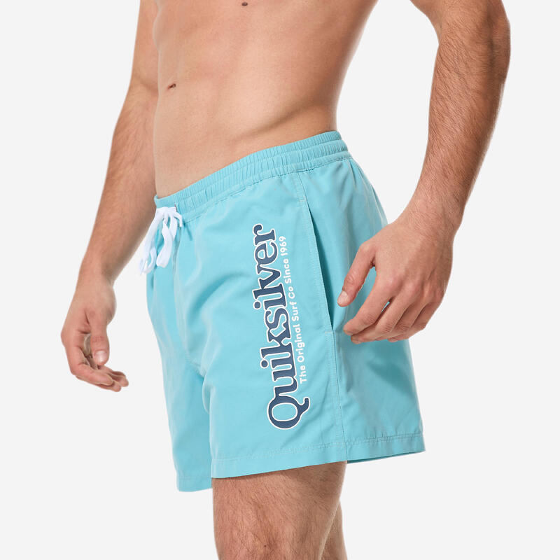 Șort de baie Boardshort surf Quiksilver surf scurt 15' talie elastică Albastru