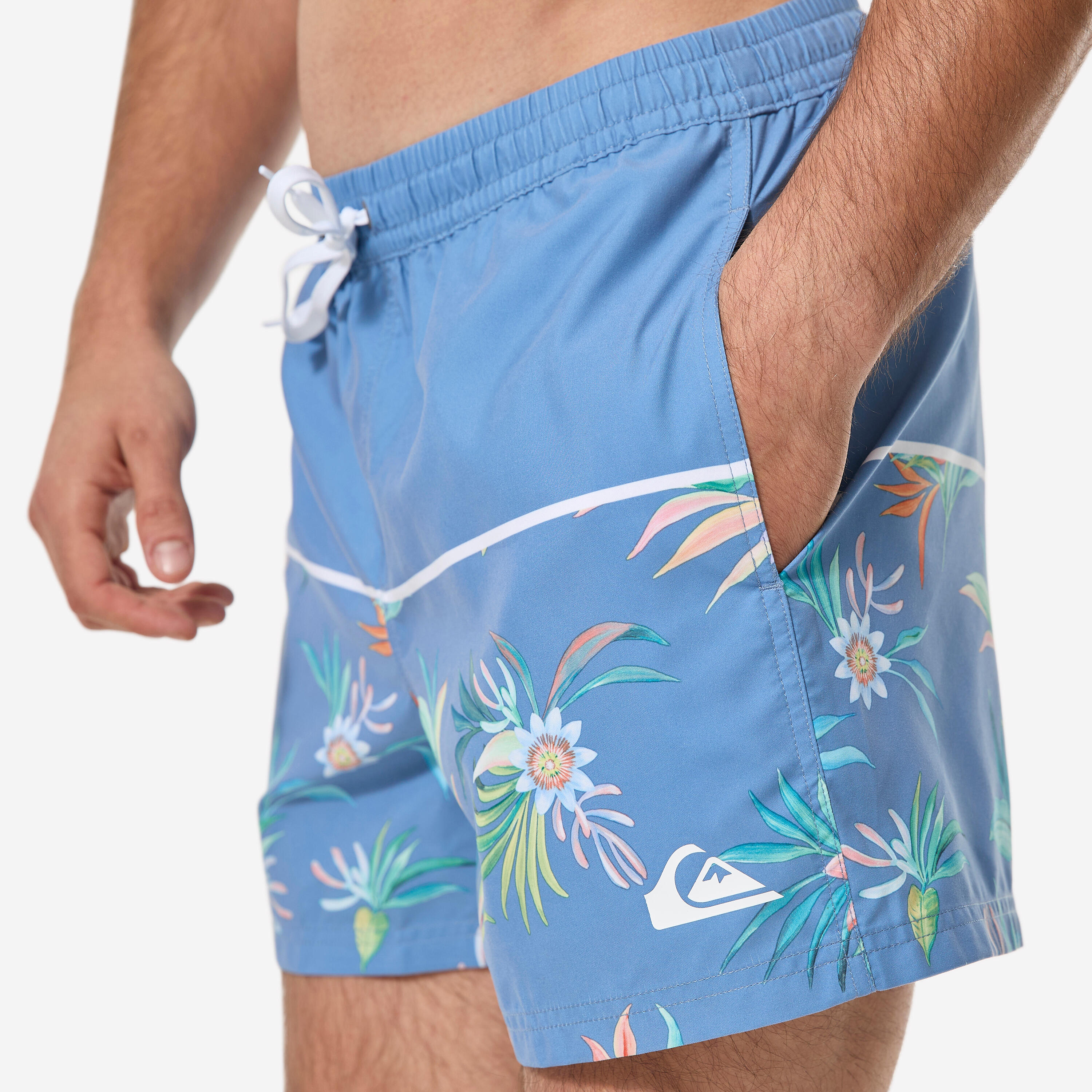 Boardshorts Surfen kurz 15' Gummibund Quiksilver blau  7/8