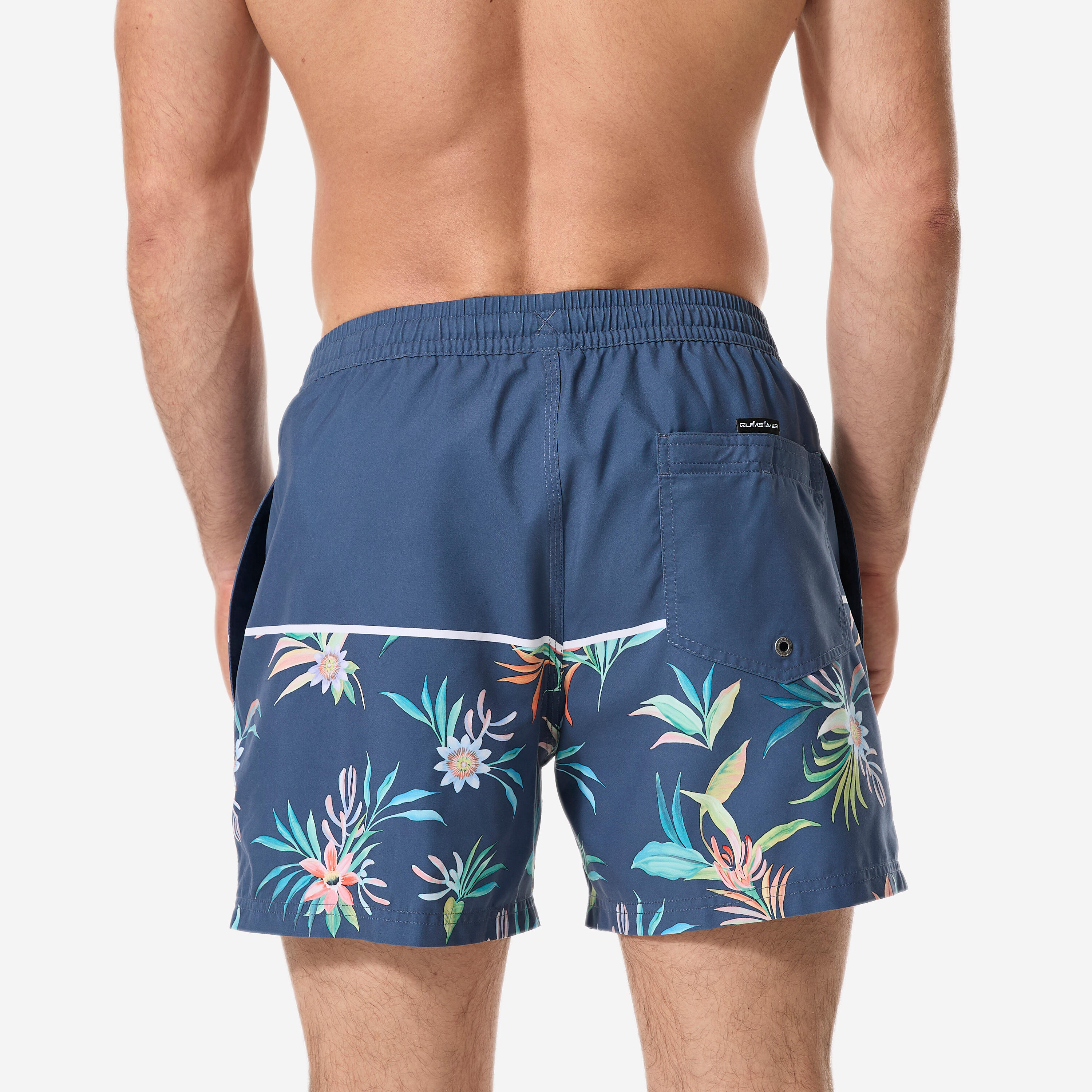 Boardshort surf short de bain Quiksilver court 15' ceinture élastique, bleu 4/10