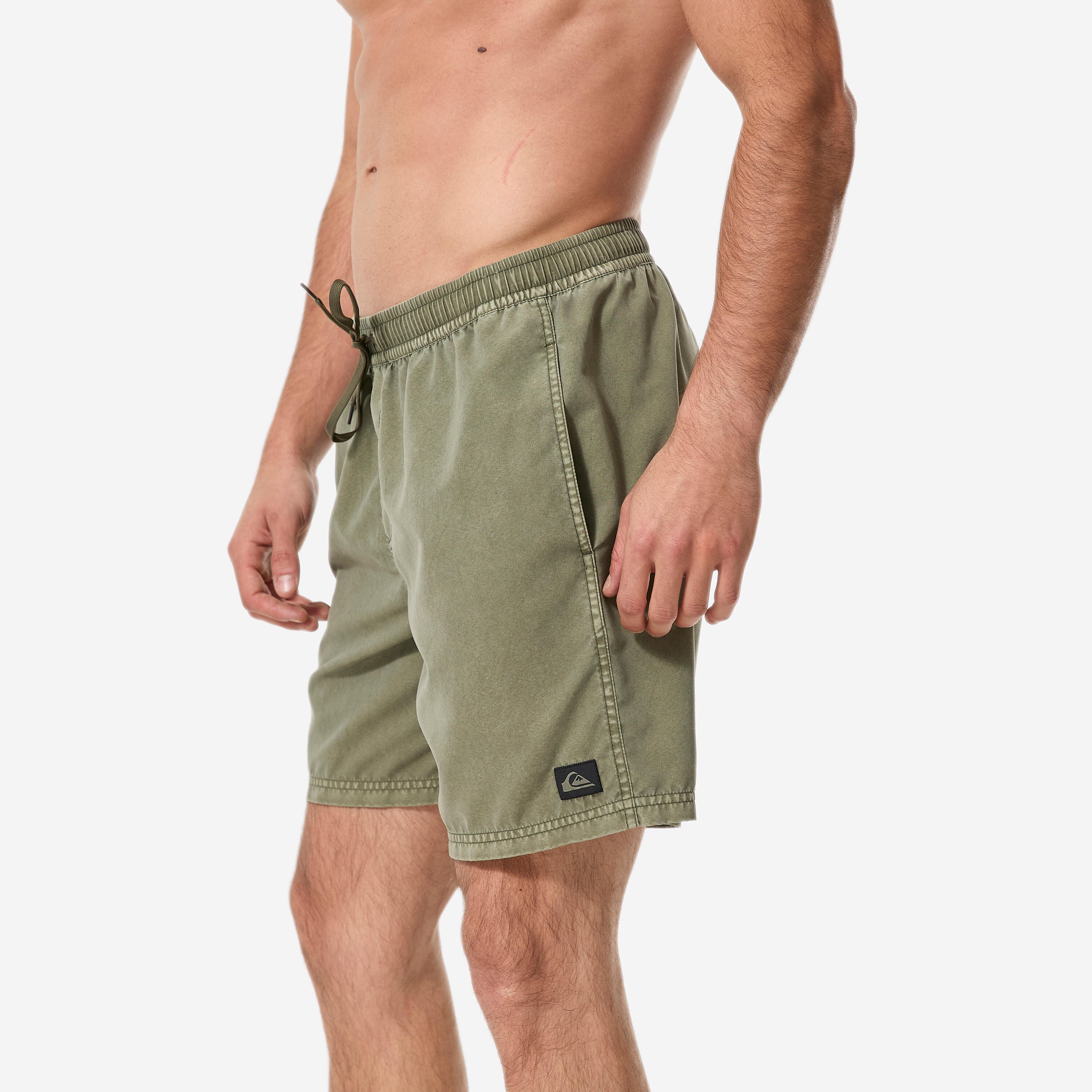 Boardshort surf short de bain Quiksilver mi-long 17' ceinture élastique, kaki 4/7