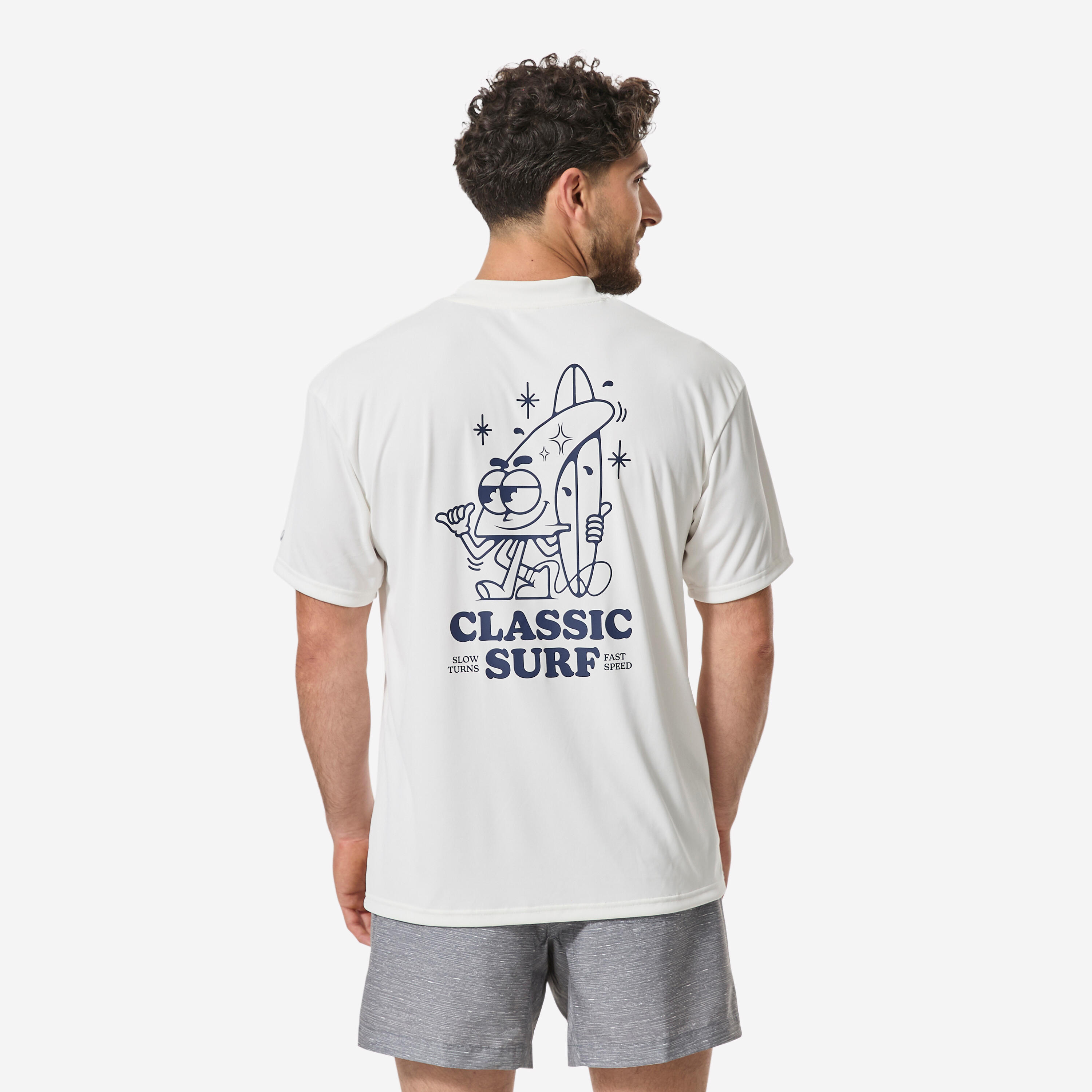 Men’s short sleeve anti-UV surf t-shirt loose fit, white