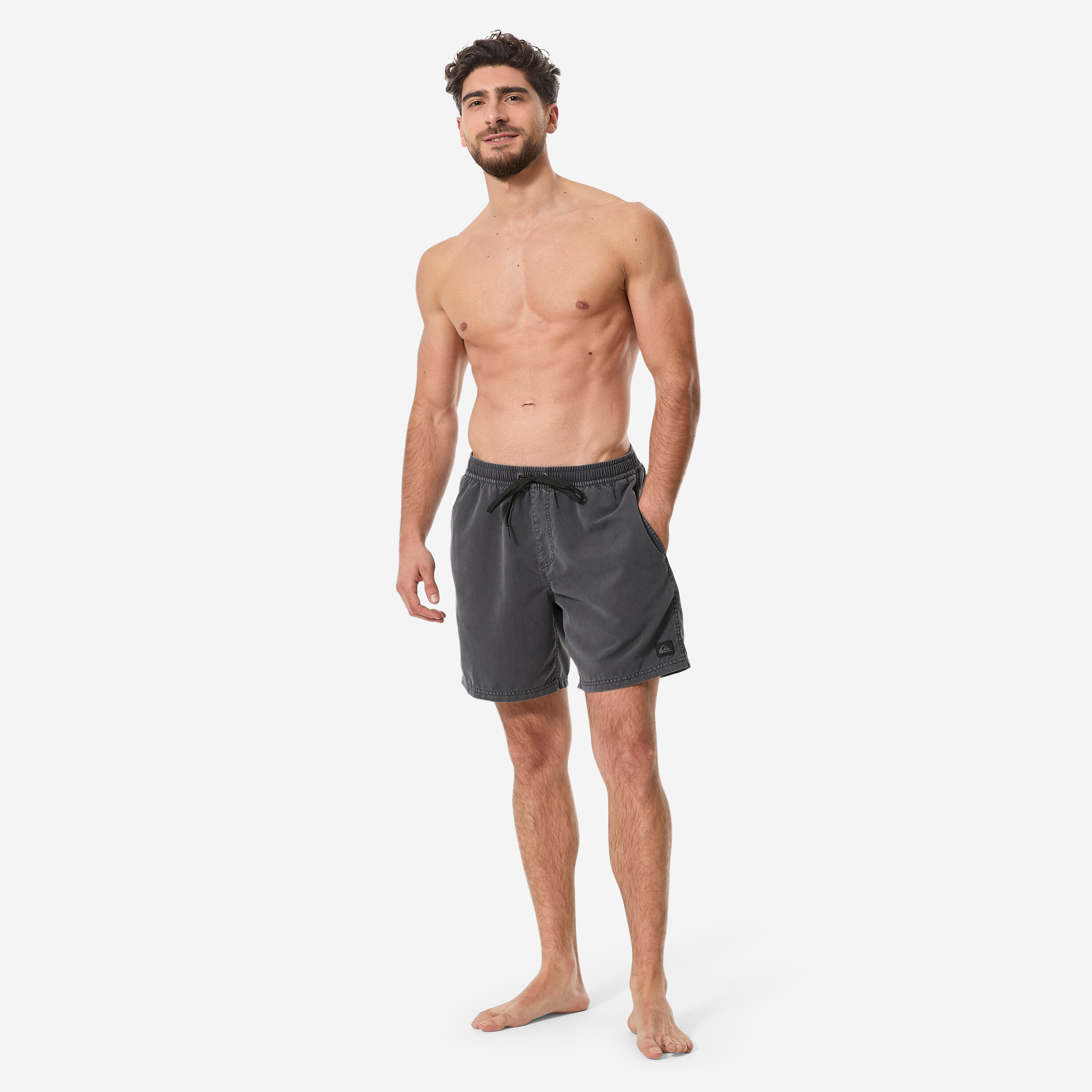 Boardshort surf short de bain Quiksilver mi-long 17' ceinture élastique, noir 2/7