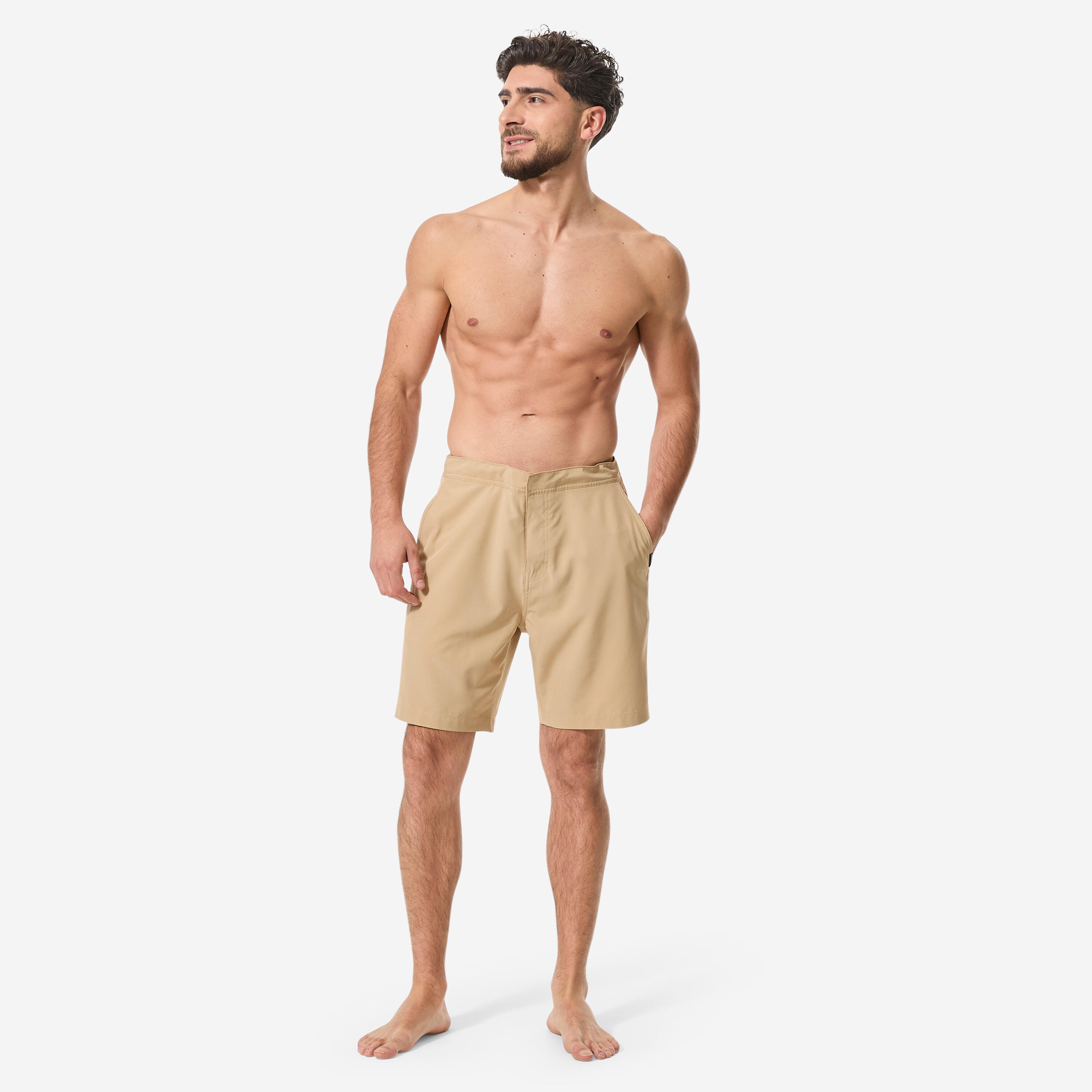 Boardshort surf Amphibian Quiksilver long 19' ceinture semi-élastique, beige 2/9