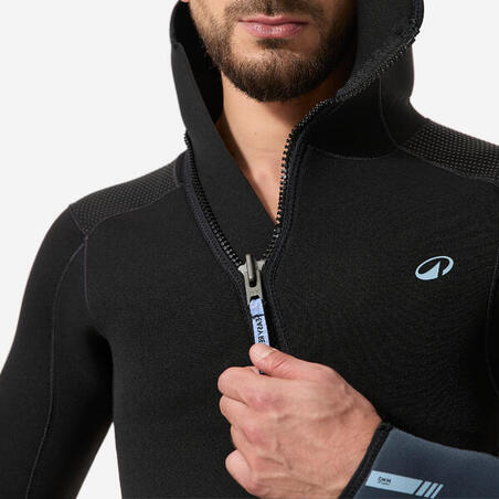 Гідрокостюм чоловічий SCD500 для дайвінгу з капюшоном 5 мм чорний/синій