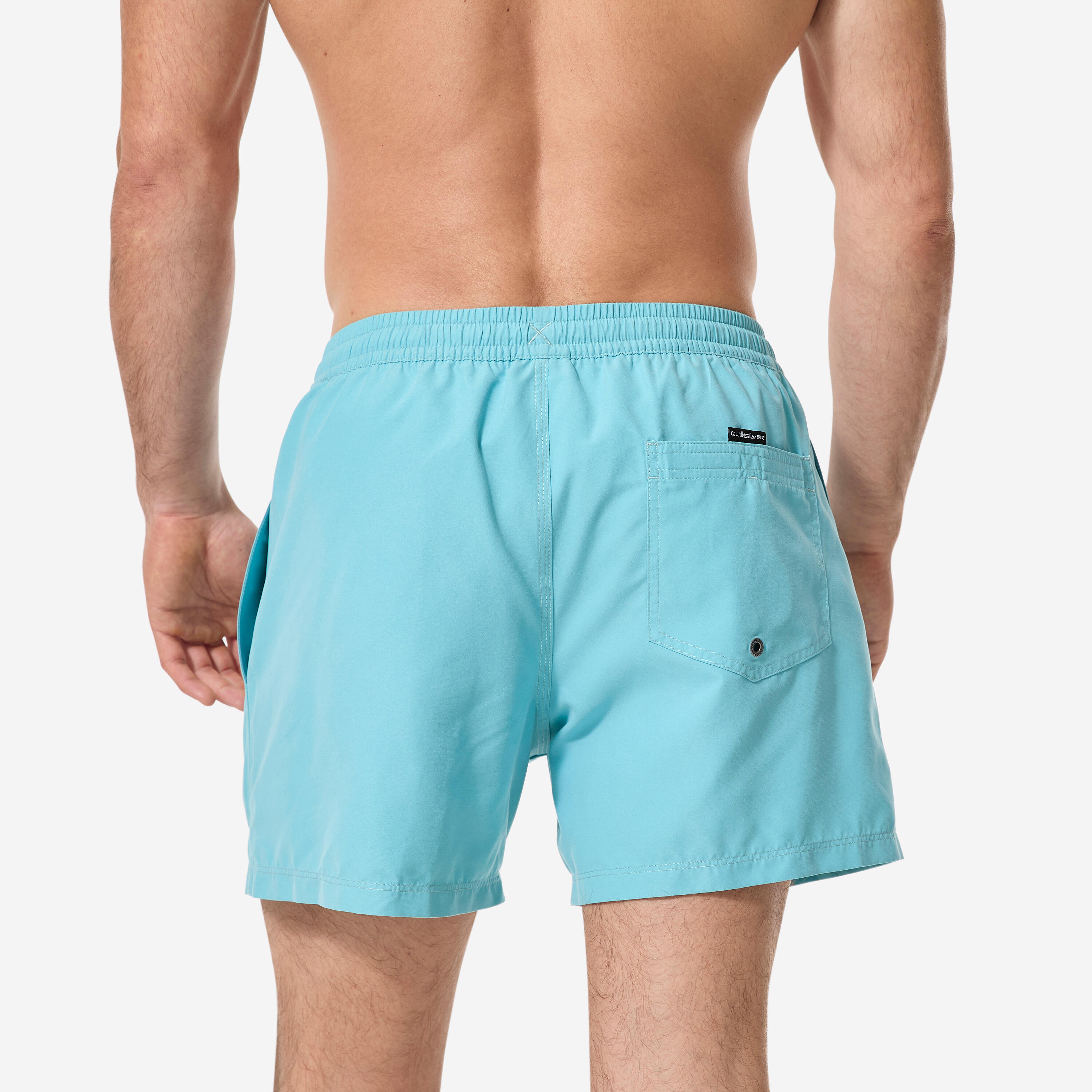 Korte boardshort 15" voor surfen elastische tailleband blauw 3/8