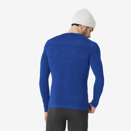 Термофутболка чоловіча 500 для лижного спорту безшовна синя