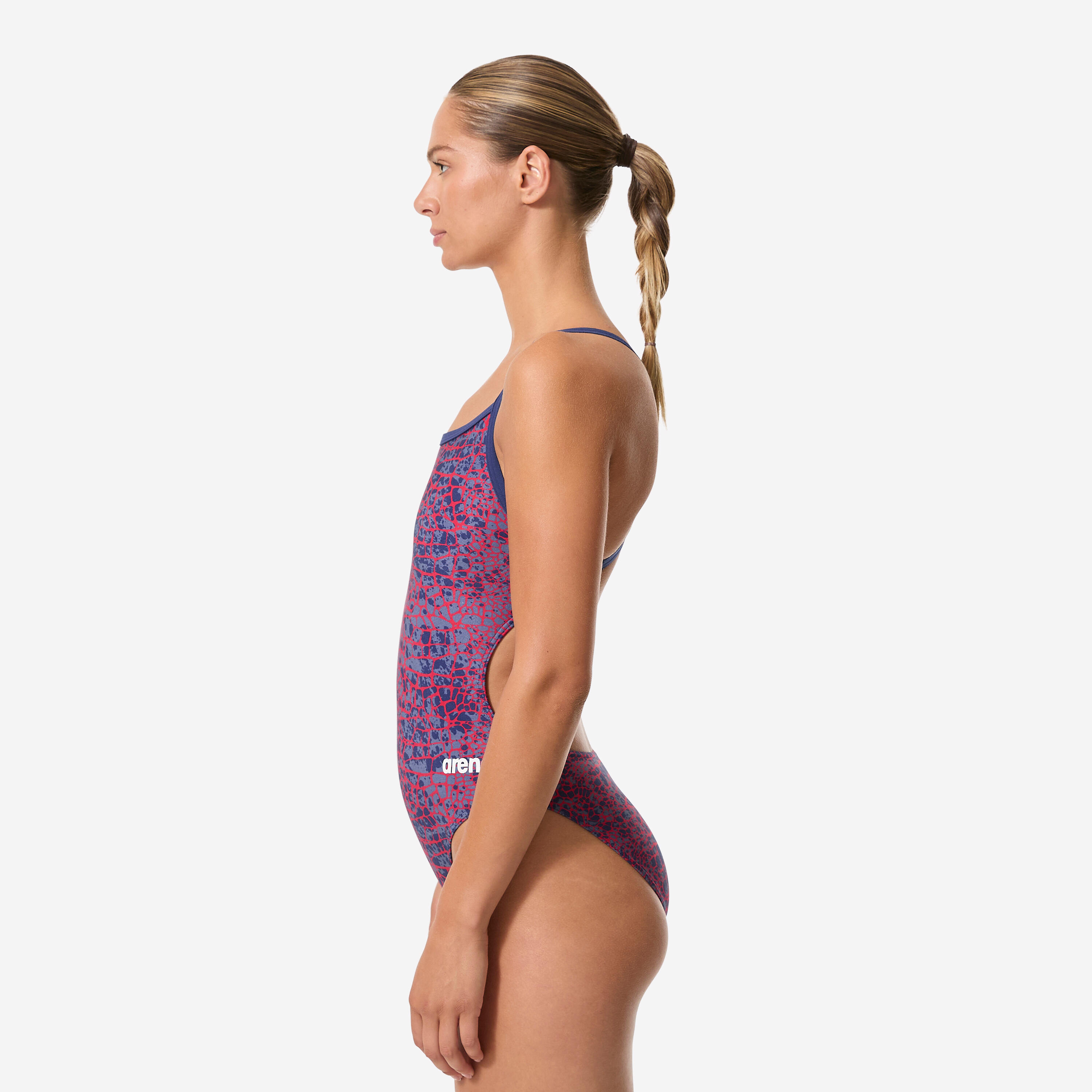 Maillot de bain 1 pièce natation femme, Snakeskin rouge bleu 5/10