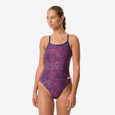 Badpak snakeskin dames rood/blauw