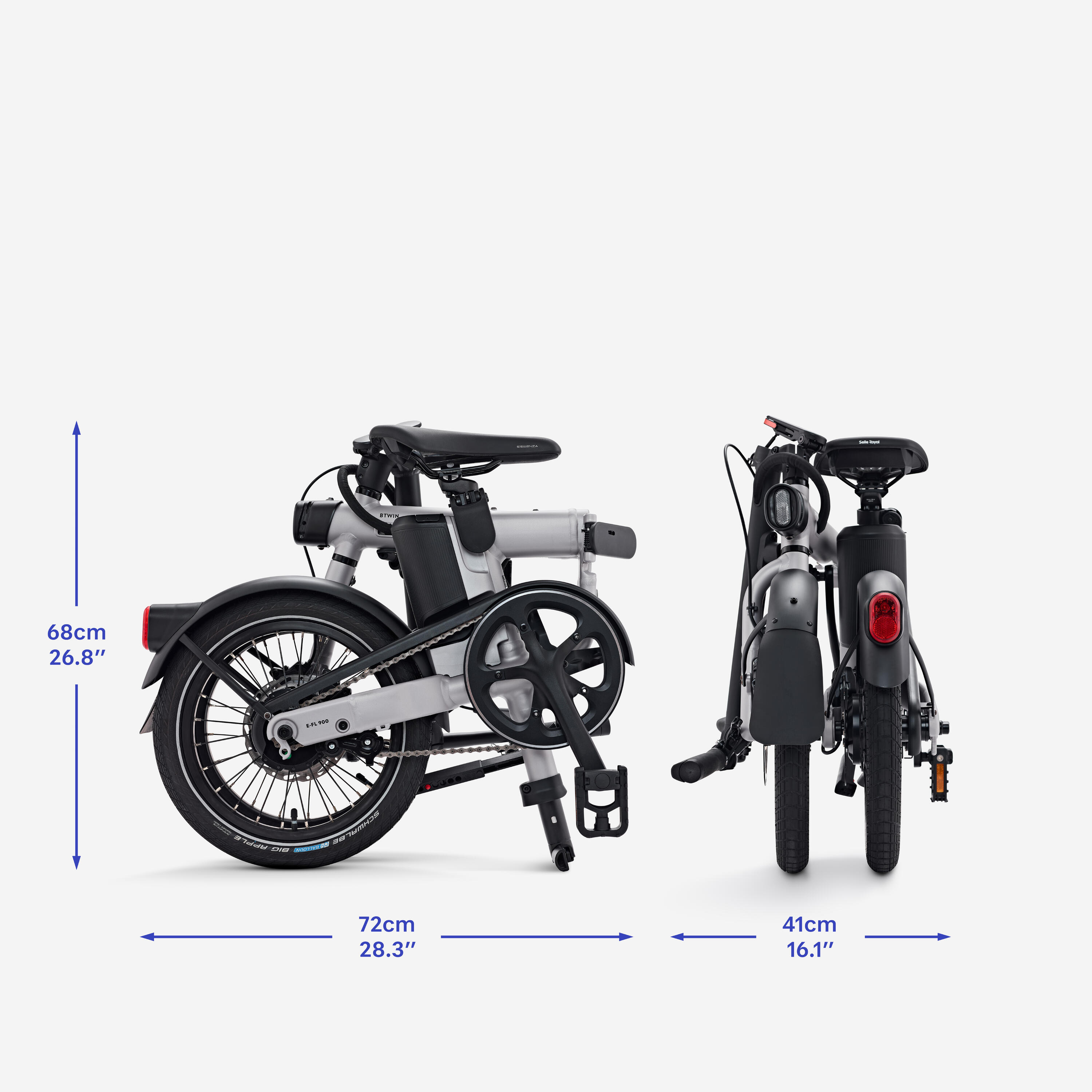 Bici a pedalata assistita E-FL 900 pieghevole 16" grigia 2/16