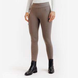 Leggings Mallas Equitación 500 Full Grip Mujer Marrón