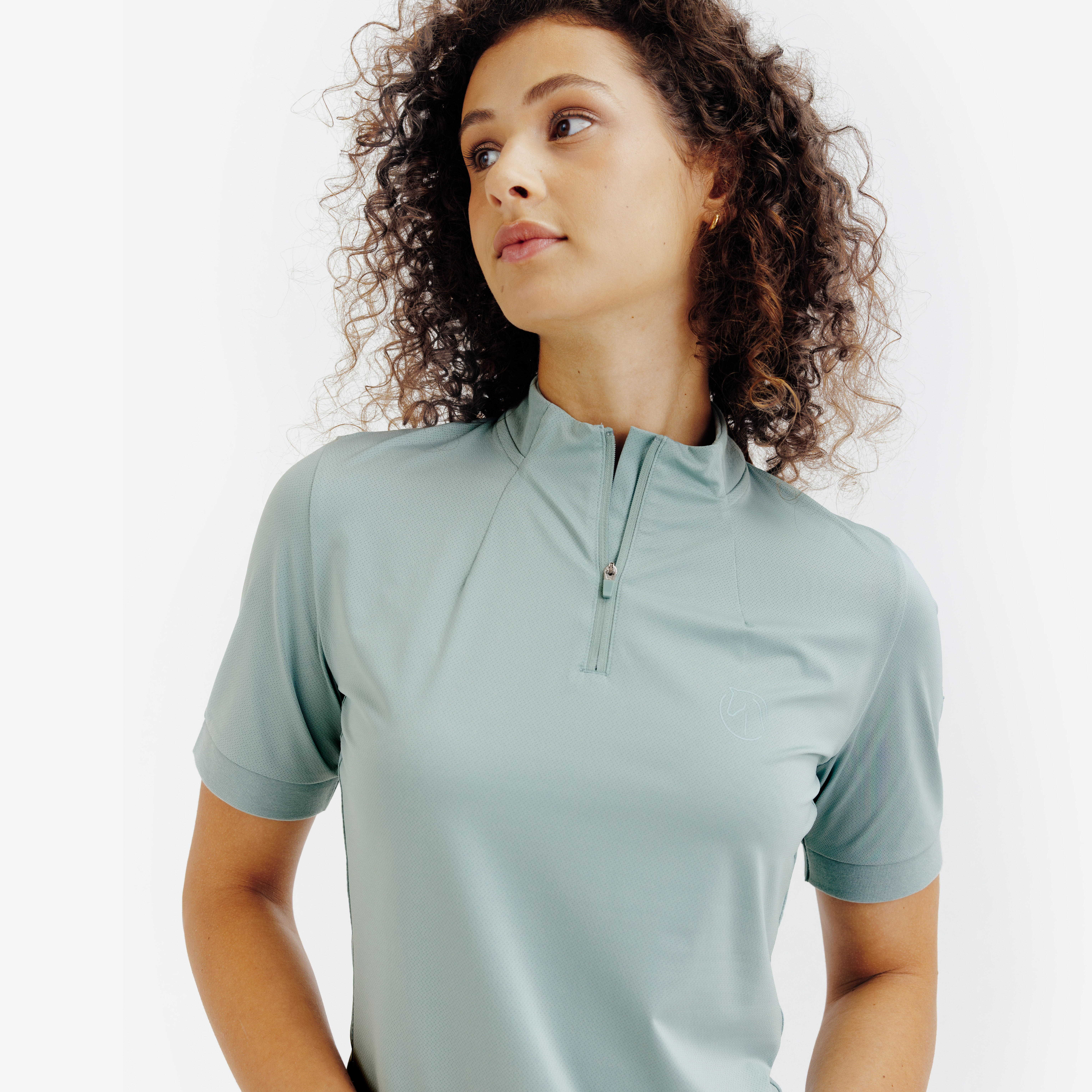 Women's Horse Riding Short-Sleeved Polo Shirt - Heritage Green - FOUGANZA