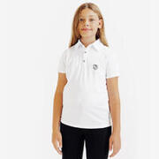 Tricou Polo 100 Concurs Echitație Alb Copii