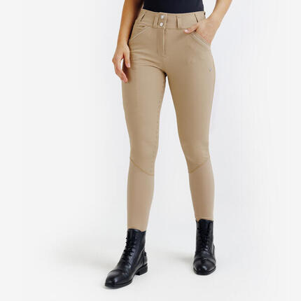 Pantalon équitation full grip femme - 900 beige
