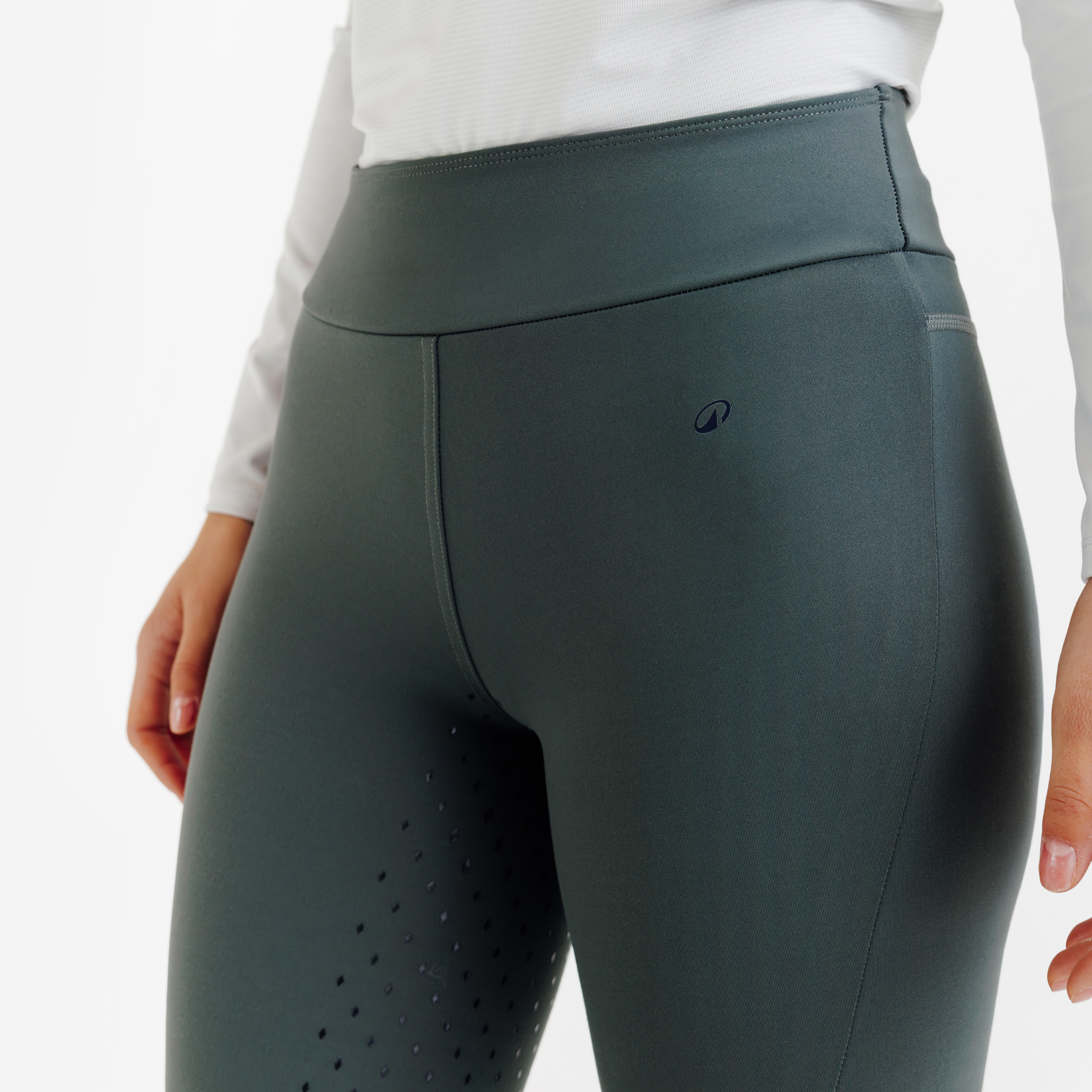 Women's Horse Riding Full Grip Leggings 500 - Green - FOUGANZA