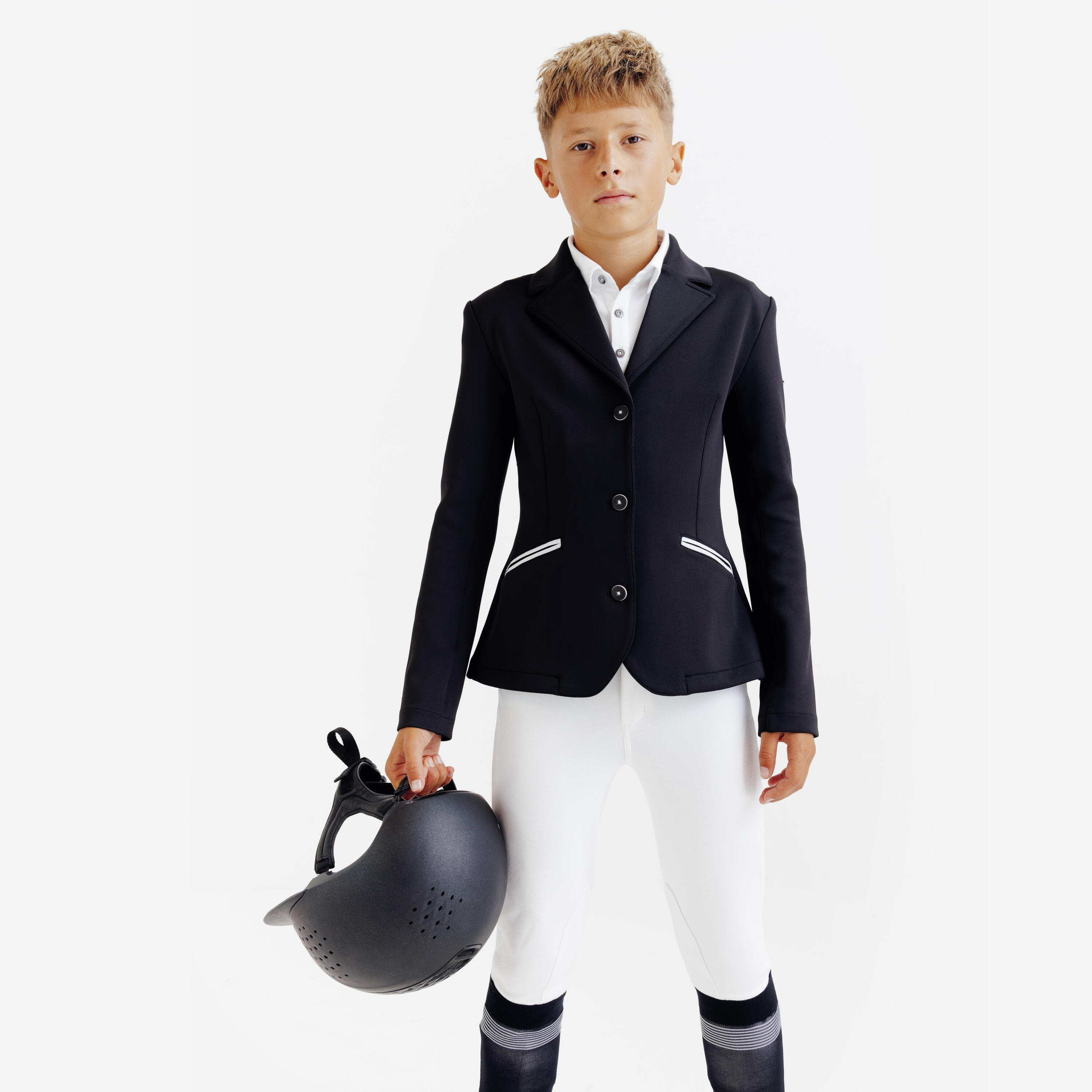 Chaqueta Competición Equitación 500 Niños Negro 3/9