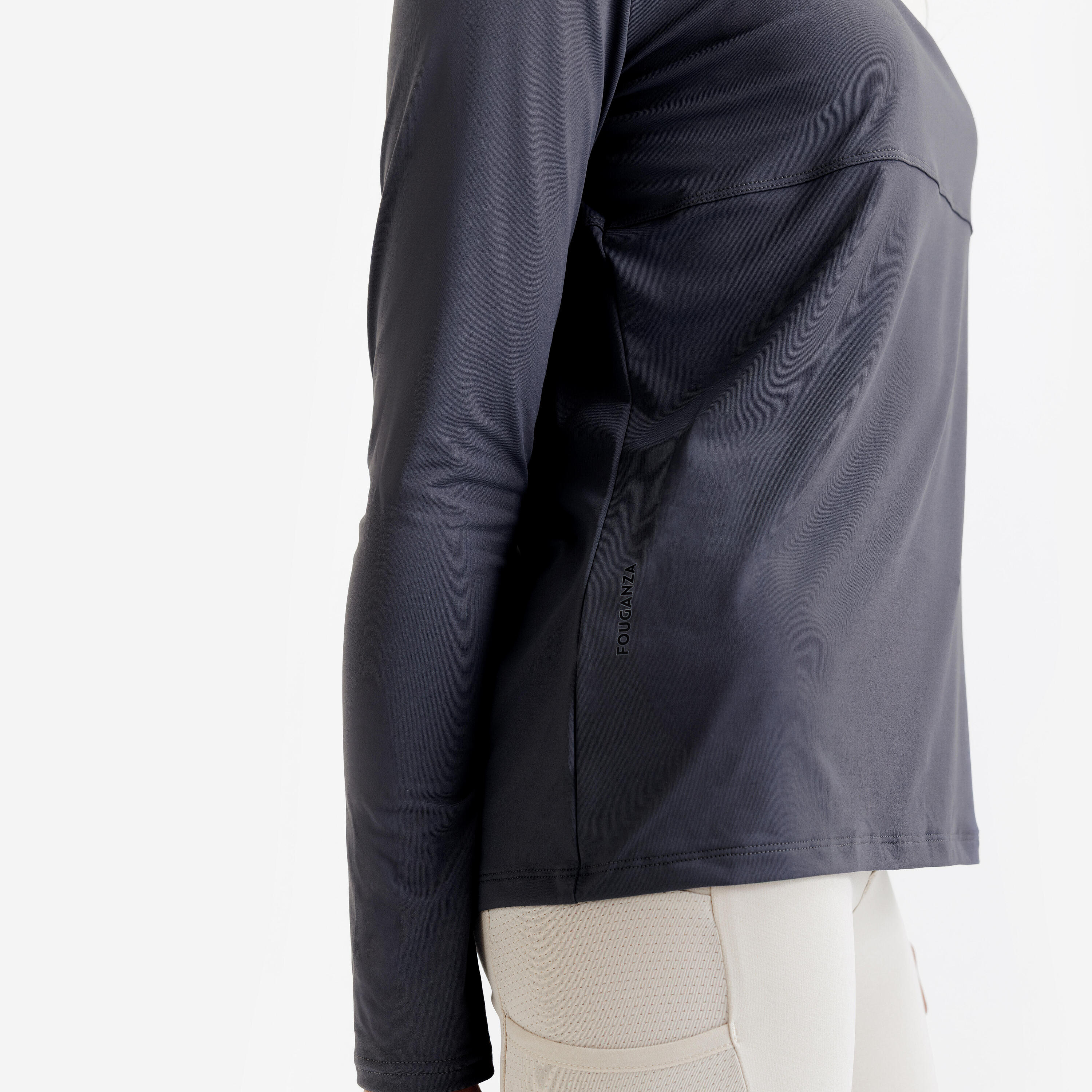 Polo équitation manches longues UV Enfant CLUB - Gris ardoise 5/5