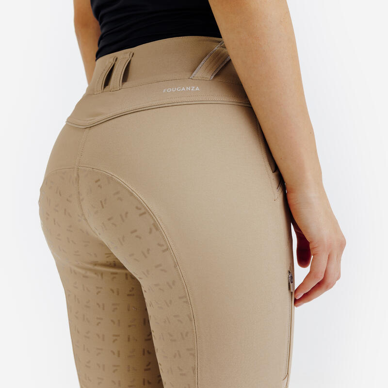 Pantalon Echitație full grip 900 Bej Damă
